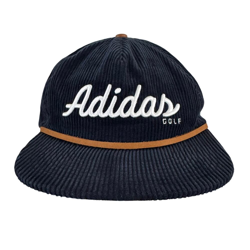 Adidas Corduroy Leather Five-Panel Rope Hat Navy Blue